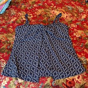 Lands' End Women's Navy Starburst Tankini